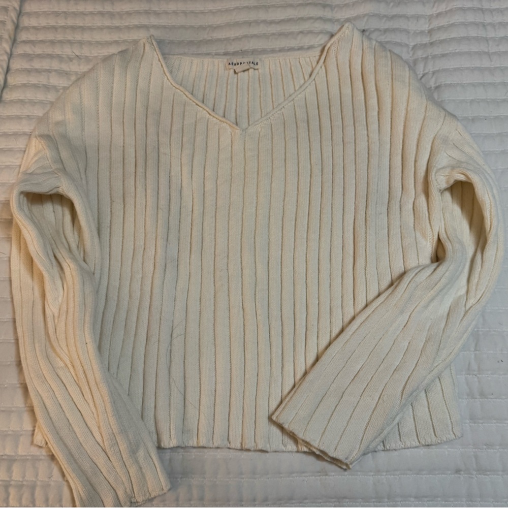 Aeropostale Ivory Ribbed Sweater